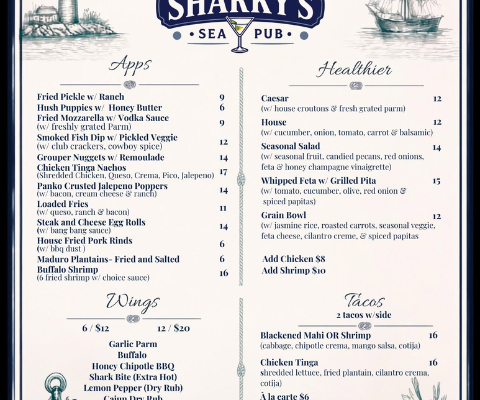 Sharky's Sea Pub Sports Pub Tampa Bay Seafood Restaurant Indian Shores Live Sports